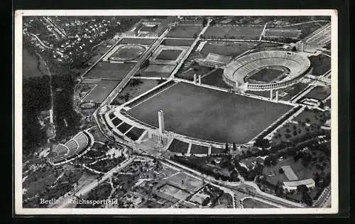 AK Berlin, Reichssportfeld, Olmypia 1936, Olympia-Stadion, Luftbild