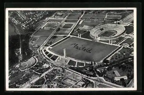 AK Berlin, Reichssportfeld, Olmypia 1936, Olympia-Stadion, Luftbild