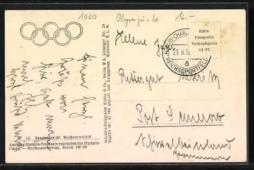 AK Berlin, Reichssportfeld, Olympiade 1936, Olympia-Stadion, Luftaufnahme