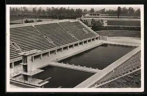 AK Berlin, Reichssportfeld, Olympia 1936, Schwimmstadion mit Sprungturm