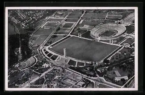 AK Berlin, Reichssportfeld, Olmypia 1936, Olympia-Stadion, Luftbild