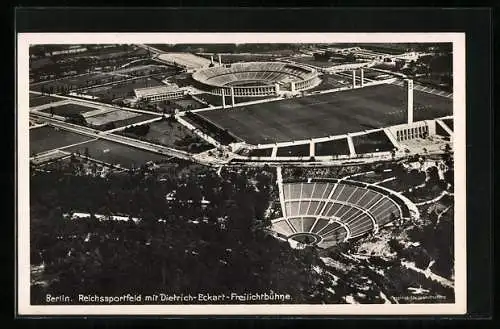 AK Berlin, Olympiade 1936, Reichssportfeld mit Dietrich Eckart-Freilichtbühne