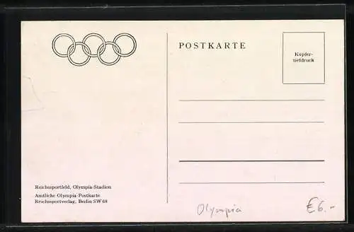 AK Berlin, Olympiade 1936, Reichssportfeld, Blick vom Schwimmstadion auf Osttor und Deutsche Kampfbahn