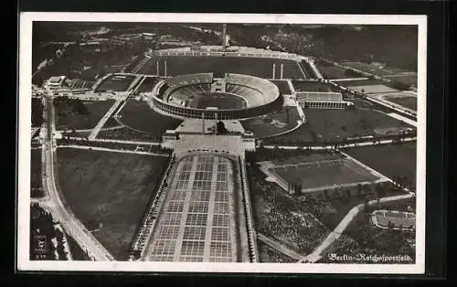 AK Berlin, Reichssportfeld vom Flugzeug aus gesehen