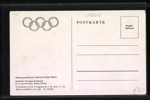 AK Berlin, Olympische Spiele 1936, Reichssportfeld mit Dietrich-Eckardt-Bühne