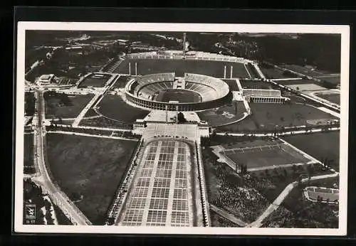 AK Berlin, Reichssportfeld, Olympiade 1936, Olympia-Stadion, Luftaufnahme