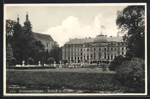 AK Donaueschingen, Schloss und Kirche