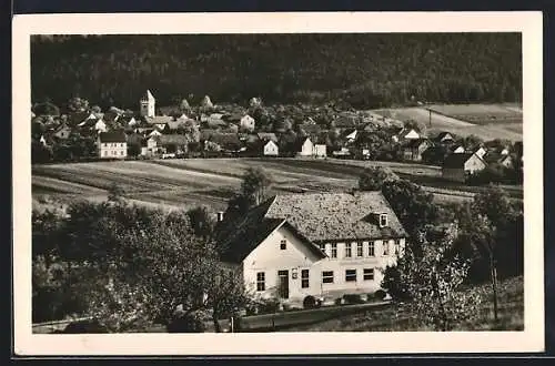 AK Arnstadt-Siegelbach, Gaststätte Triglismühle mit Ort aus der Vogelschau