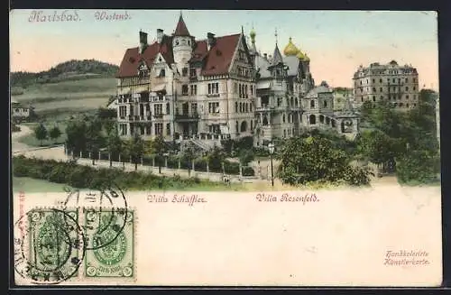 AK Karlsbad-Westend, Villa Schäffler und Villa Rosenfeld