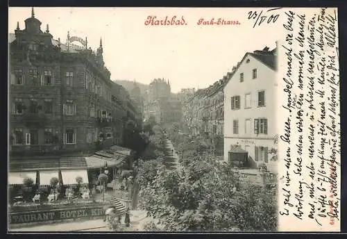 AK Karlsbad, Parkstrasse, Hotel und Restaurant, Haus Weilburg