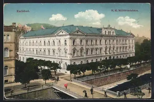 AK Karlsbad, K.K. Militärbadehaus