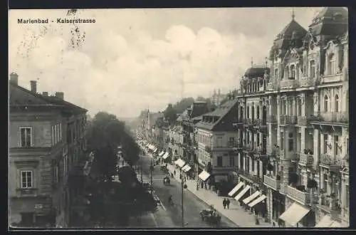 AK Marienbad, Kaiserstrasse aus der Vogelschau