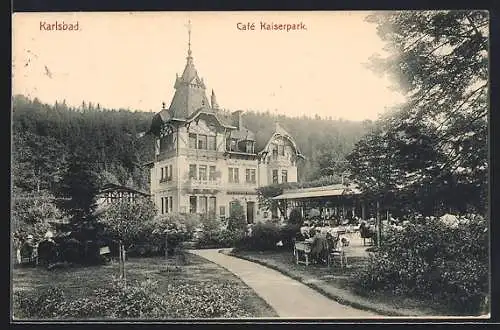 AK Karlsbad, Café Kaiserpark