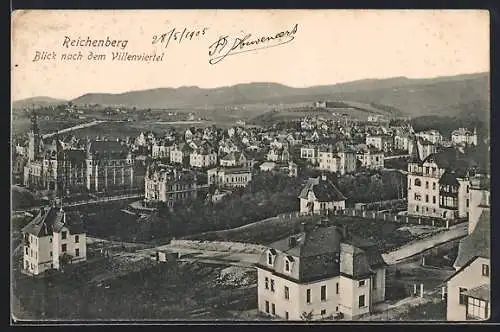 AK Reichenberg-Liberec, Blick nach dem Villenviertel