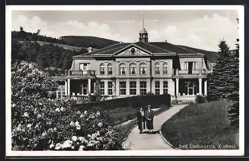 AK Bad Liebwerda, Kurhaus mit Promenade