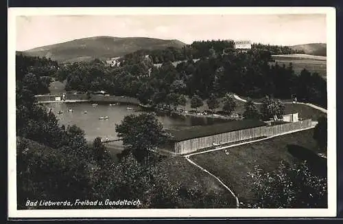 AK Bad Liebwerda / Lazne Libverda, Strandbad mit Bootsverleih