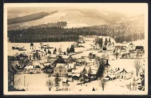 AK Harrachsdorf, Ortsansicht im Winter