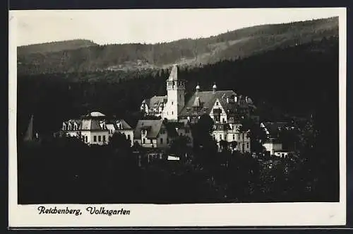 AK Reichenberg / Liberec, Blick auf Volksgarten