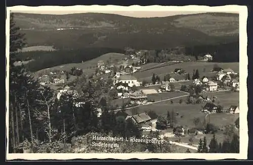 AK Harrachsdorf / Harrachov, Totalansicht mit Bergpanorama