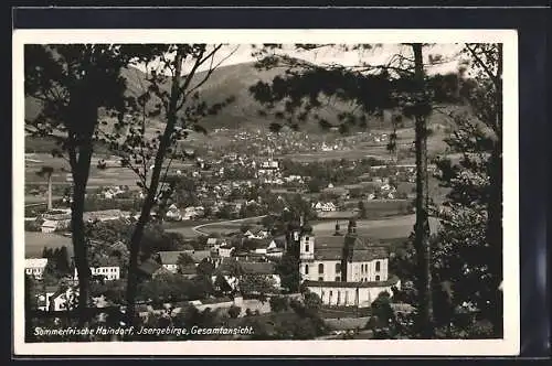 AK Haindorf / Hejnice, Gesamtansicht mit Isergebirge