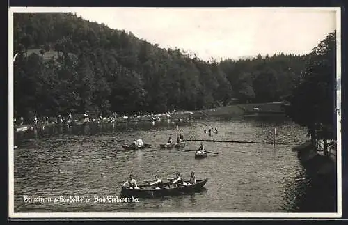 AK Bad Liebwerda / Lazne Libverda, Schwimm- und Gondelteich