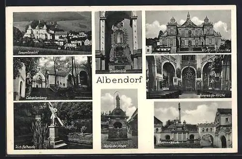 AK Albendorf, Calvarienberg, Gesamtansicht, Mariensäule