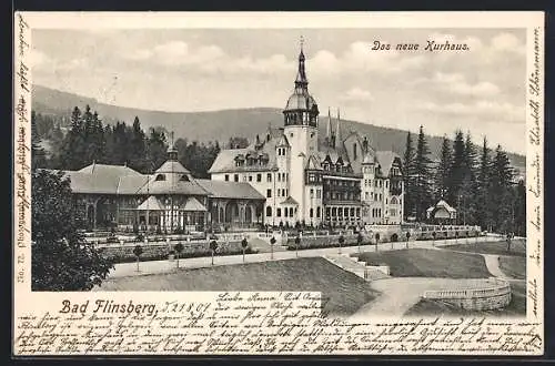 AK Bad Flinsberg, neues Kurhaus mit Parkanlage