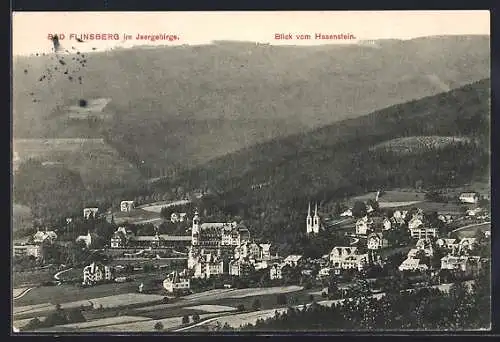 AK Bad Flinsberg, Blick auf die Ortschaft vom Hasenstein