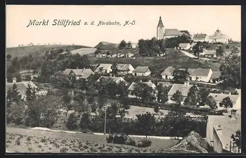 AK Stillfried a. d. Nordbahn, Ortsansicht mit Kirche