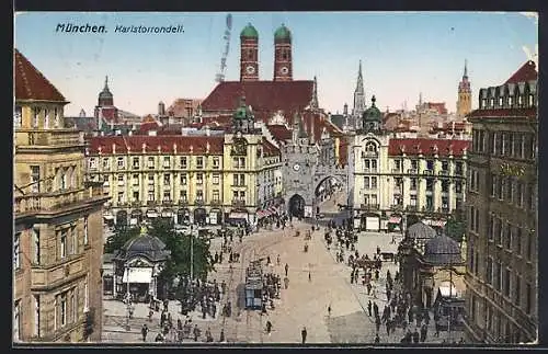 AK München, Karlstorrondell aus der Vogelschau