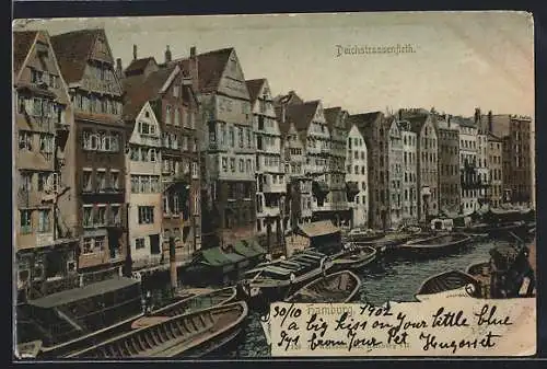 AK Hamburg, Deichstrassenfleth, Speicherstadt mit Booten