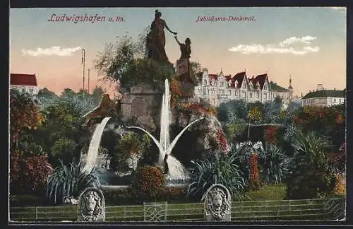 AK Ludwigshafen / Rhein, Partie am Jubiläums-Denkmal