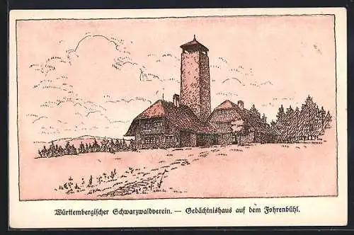 Künstler-AK Fohrenbühl, Blick zum Gedächtnishaus