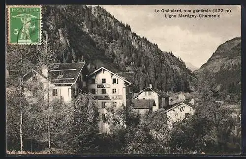 AK Le Chatelard, Vue général avec Grand Hotel Suisse