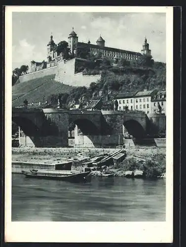 AK Würzburg, Alte Mainbrücke und Festung Marienberg