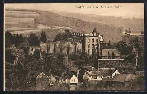 AK Kirn / Nahe, Schloss Dhaun aus der Vogelschau