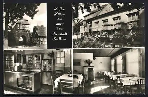 AK Neustadt / Harz, Kaffee Kilian am alten Tor, Kaffee-Terrasse, Tresen, Innenansicht des Gastraumes, Altes Tor