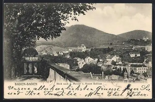 AK Baden-Baden, Blick nach d. Mercur vom Neuen Schloss