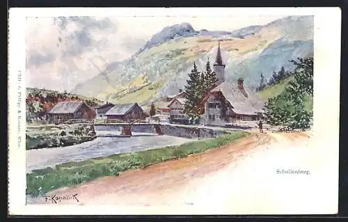 Lithographie Schellenberg / Berchtesgaden, Panorama