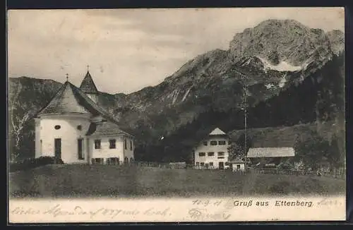 AK Ettenberg, Ortspartie mit Kirche