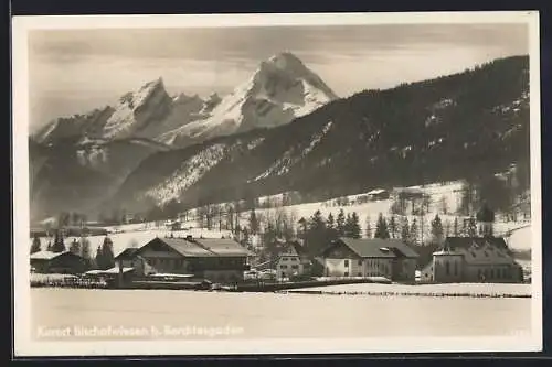 AK Bischofswiesen b. Berchtesgaden, Ortspartie im Schnee