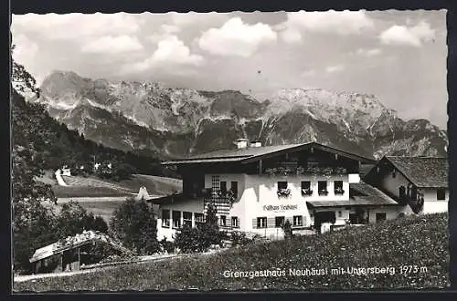 AK Oberau / Berchtesgaden, Grenzgasthaus u. Fremdenheim Neuhäuser mit Bergpanorama