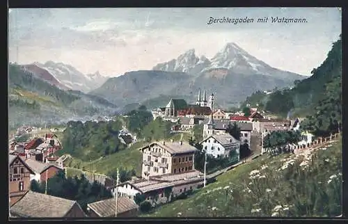 AK Berchtesgaden, Teilansicht mit Watzmann