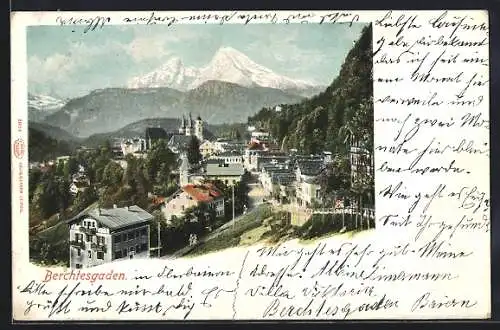 AK Berchtesgaden, Teilansicht mit Kirche