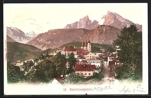 AK Berchtesgaden, Teilansicht mit Kirche