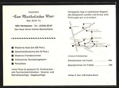 AK Hartegasse, Gasthaus Zum Musikalischen Wirt, Innenansichten