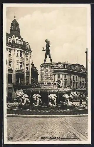 AK Reichenberg / Liberec, Metznerbrunnen