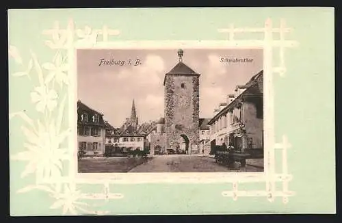 Lithographie Freiburg i. B., Schwabentor, Passepartout