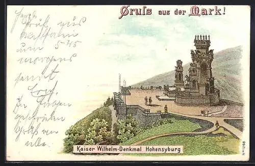 Lithographie Hohensyburg /Mark, Kaiser Wilhelm-Denkmal