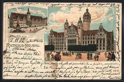 Lithographie Leipzig, Rathaus-Neubau